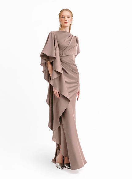 Gemy Maalouf Asymmetrical Ruffled Draped Gown