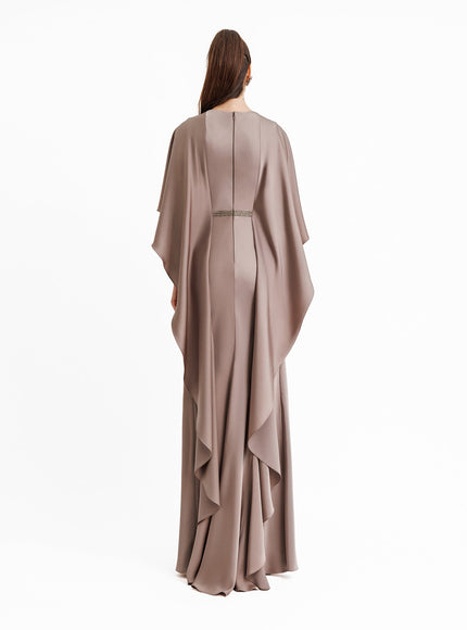 Gemy Maalouf V-Neckline Taupe Gown