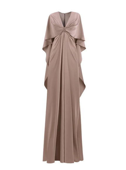 Gemy Maalouf V-Neckline Taupe Gown