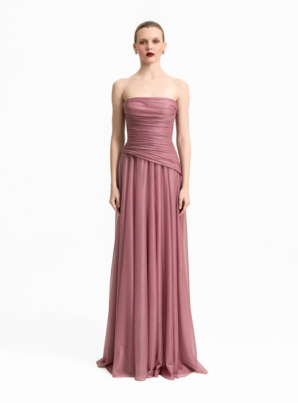 Gemy Maalouf Strapless Pink Shimmer Gown