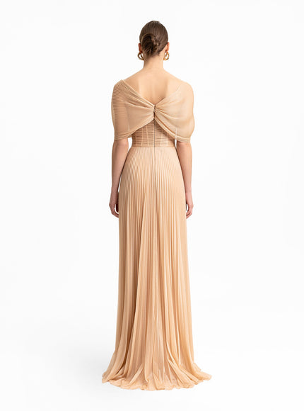 Gemy Maalouf Asymmetrical Draped Neckline Gown No. 2071