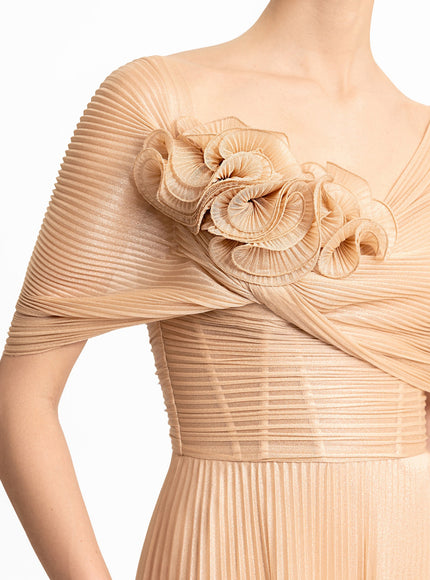 Gemy Maalouf Asymmetrical Draped Neckline Gown No. 2071