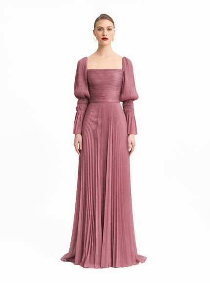 Gemy Maalouf Puff Sleeve And Flowy Skirt Gown