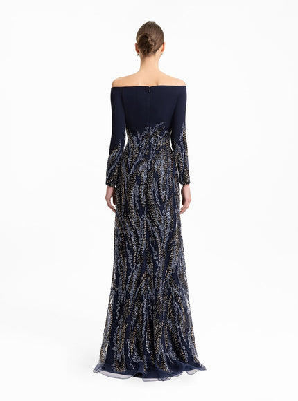 Gemy Maalouf Long Sleeves Beaded Gown