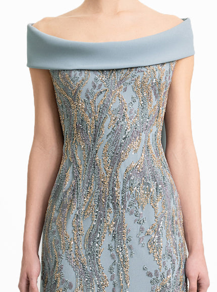 Gemy Maalouf Slim-Cut Gown With Long Cape