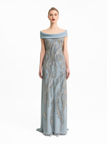 Gemy Maalouf Slim-Cut Gown With Long Cape