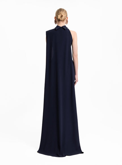 Gemy Maalouf Padded Shoulder Gown With Cape