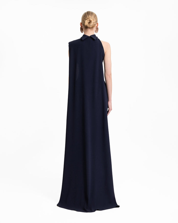 Gemy Maalouf Padded Shoulder Gown With Cape