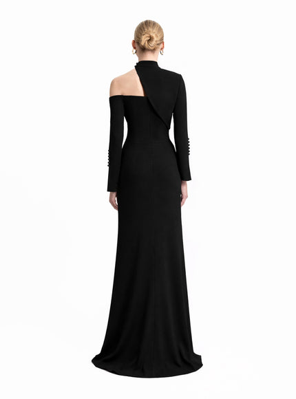 Gemy Maalouf Button-Down Front Gown Black
