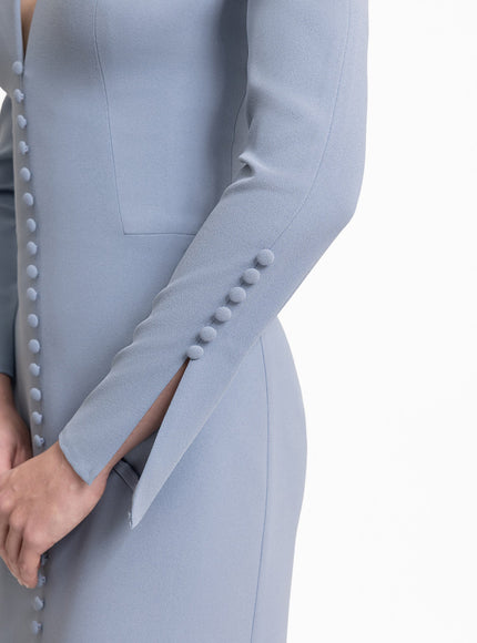 Gemy Maalouf Button-Down Front Gown Blue