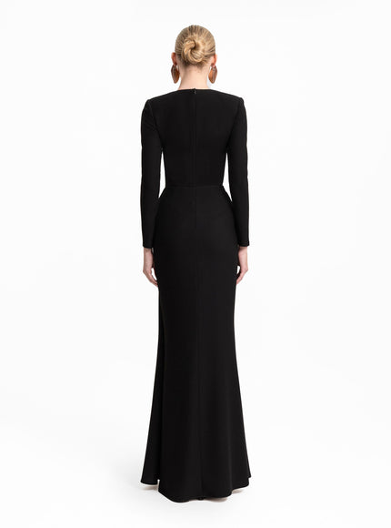 Gemy Maalouf Button-Down Neckline Gown Black