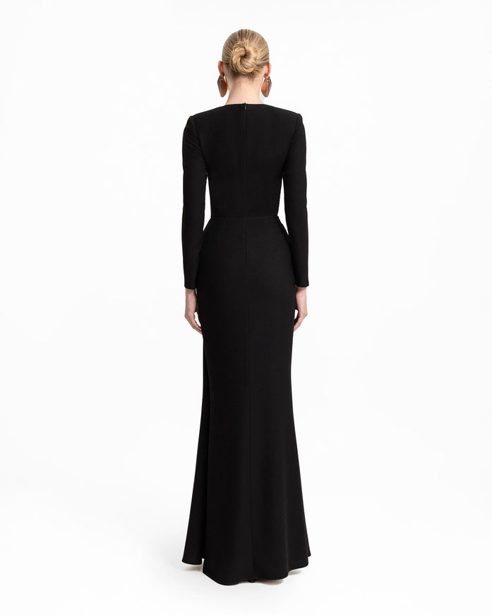 Gemy Maalouf Button-Down Neckline Gown Black
