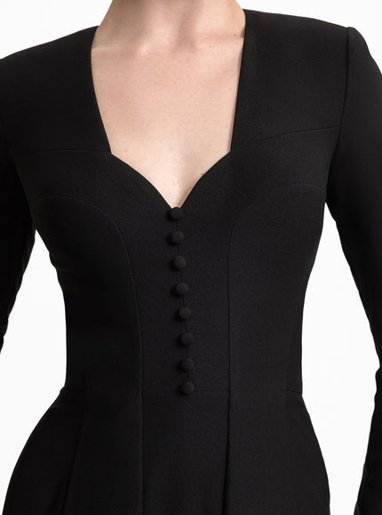 Gemy Maalouf Button-Down Neckline Gown Black