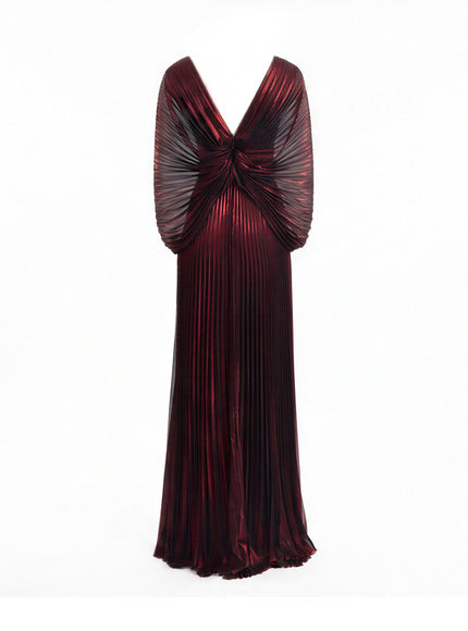 Gemy Maalouf V-Neck Batwing Gown Red