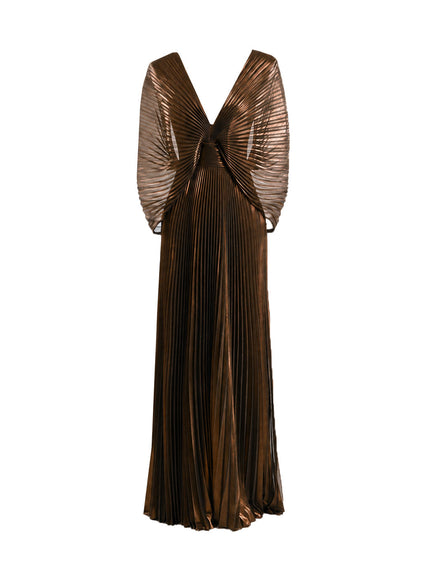 Gemy Maalouf V-Neck Batwing Gown Brown
