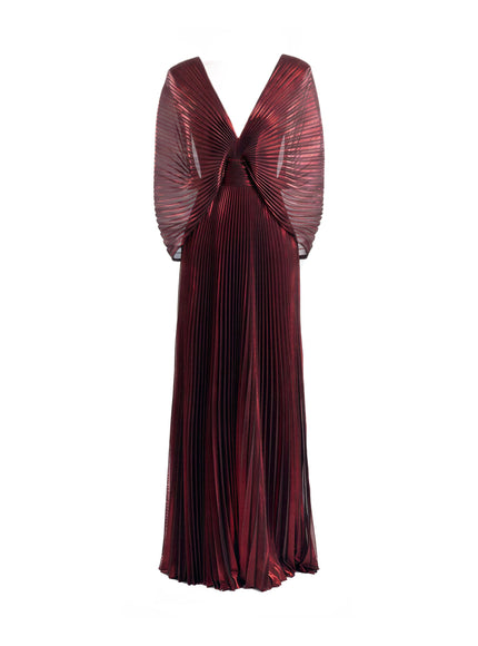 Gemy Maalouf V-Neck Batwing Gown Red