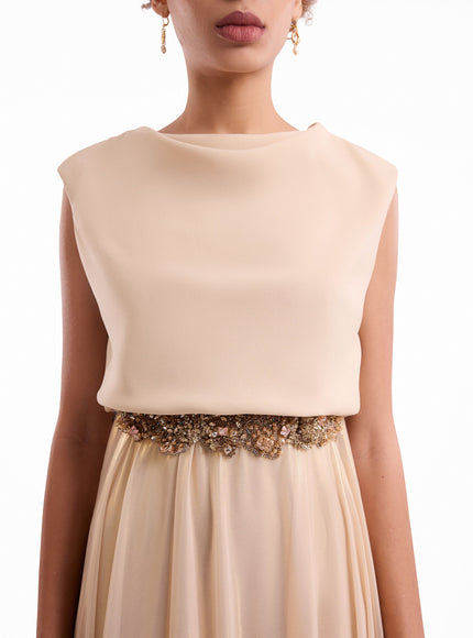 Gemy Maalouf Cowl Gathered Gown