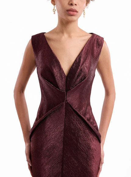 Gemy Maalouf Sculpted V-Neck Gown