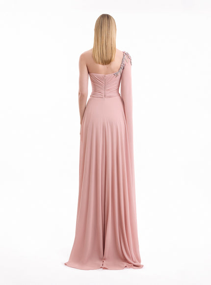Gemy Maalouf One-Shoulder Draped Gown No. 2169