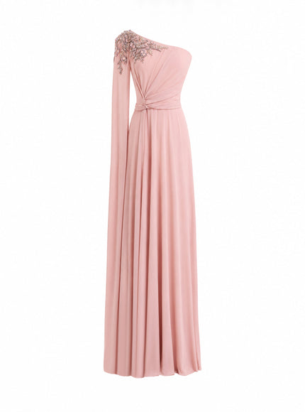Gemy Maalouf One-Shoulder Draped Gown No. 2169