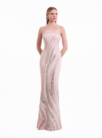 Gemy Maalouf Abstract Beaded Gown