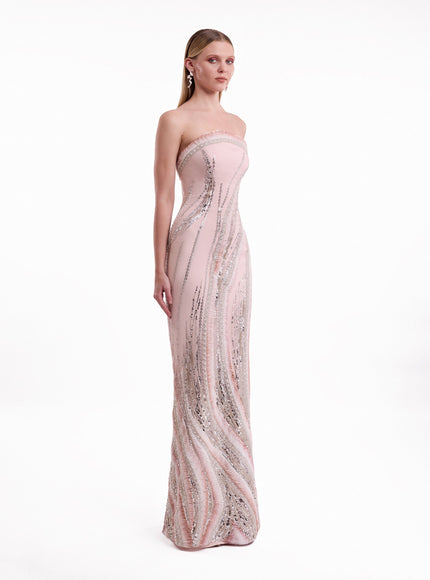Gemy Maalouf Abstract Beaded Gown