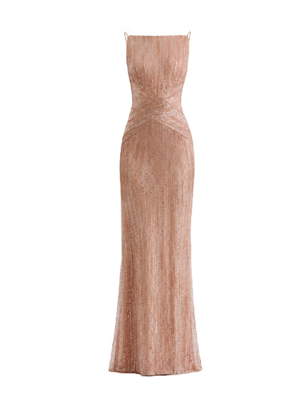 Gemy Maalouf Criss-Cross Beaded Gown