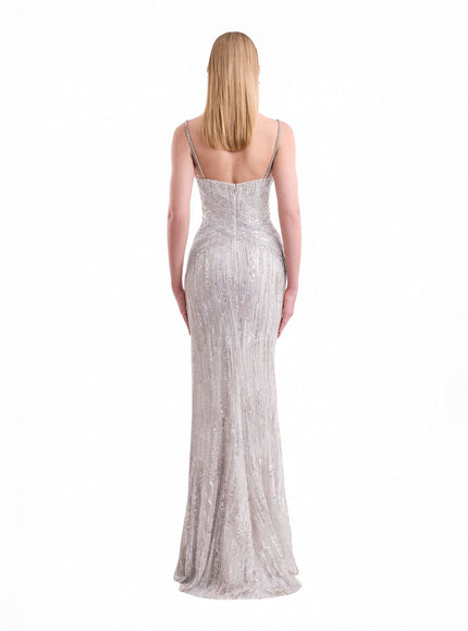 Gemy Maalouf Criss-Cross Beaded Gown