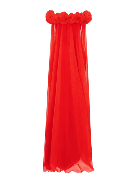 Gemy Maalouf Off-The-Shoulders With Flower Embellishment Gown Orange