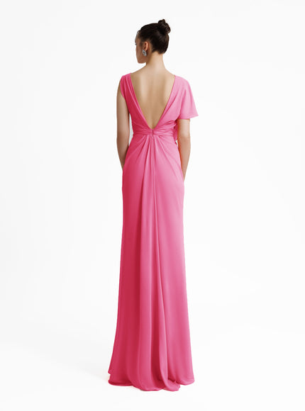 Gemy Maalouf Open V-Shaped Back Gown Pink