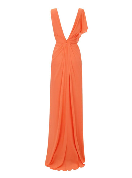 Gemy Maalouf Open V-Shaped Back Gown Orange