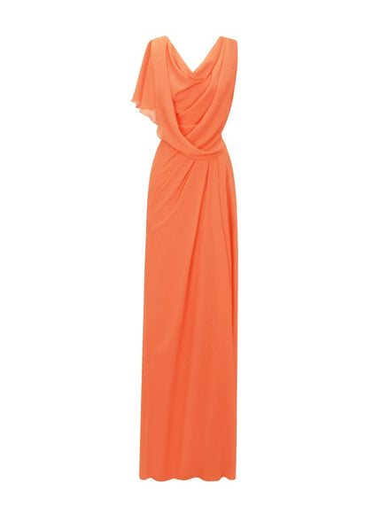 Gemy Maalouf Open V-Shaped Back Gown Orange