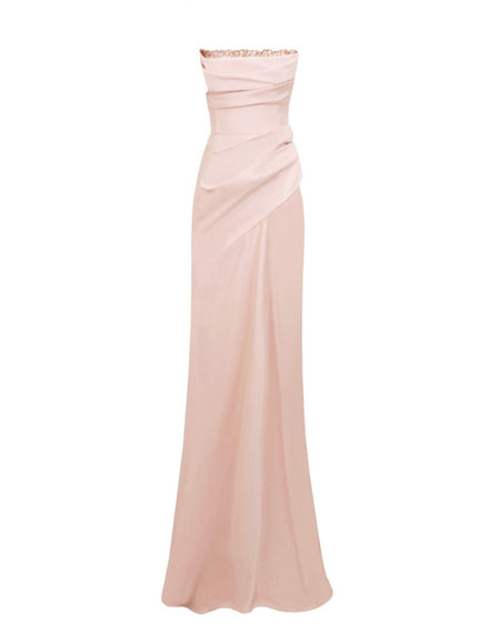 Gemy Maalouf Beaded Strapless Gown No. 1887 Pink
