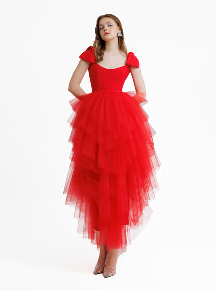 Gemy Maalouf Long Gown With Bow Design