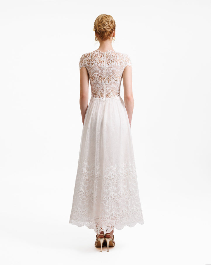Gemy Maalouf Lace See-Through Back Dress