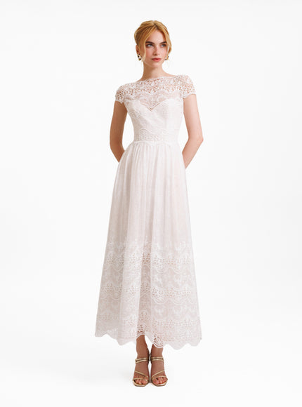 Gemy Maalouf Lace See-Through Back Dress