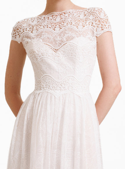 Gemy Maalouf Lace See-Through Back Dress