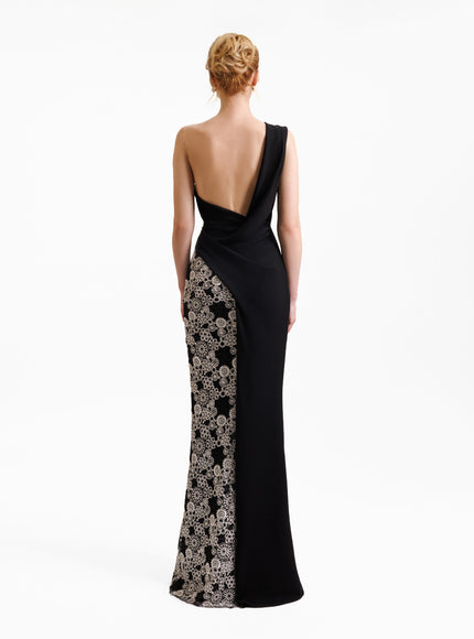 Gemy Maalouf One-Shoulder Gown Embroided On The Side