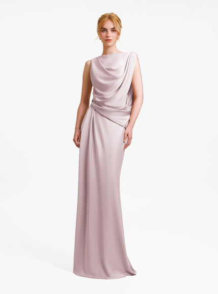 Gemy Maalouf Asymmetrical Draped Gown No. 1977 Pink