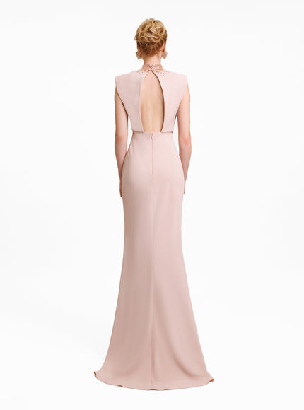 Gemy Maalouf Stone-Embellished Collar Gown