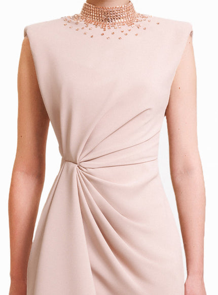 Gemy Maalouf Stone-Embellished Collar Gown