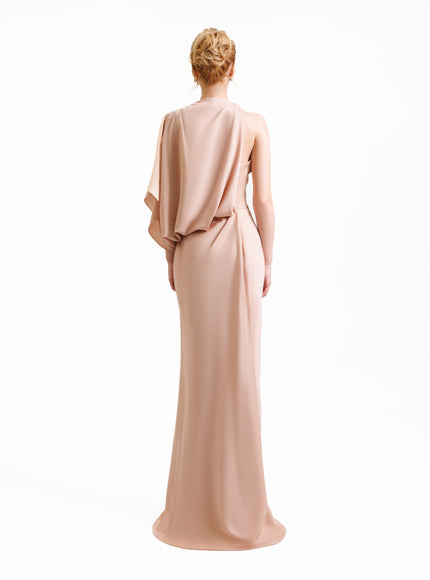 Gemy Maalouf Asymmetrical Neckline Draped Gown No. 1985