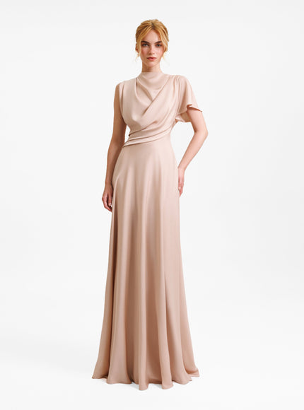 Gemy Maalouf High Collar And Cut-Out Back Gown No. 1987LD