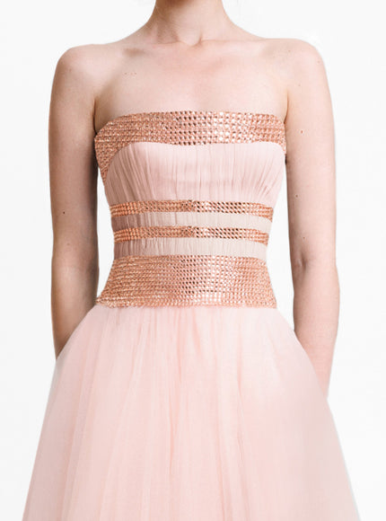 Gemy Maalouf Embellished Corset Tulle Gown