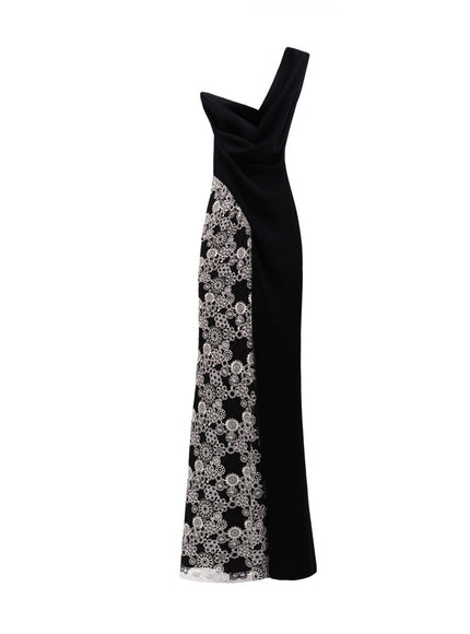 Gemy Maalouf One-Shoulder Gown Embroided On The Side