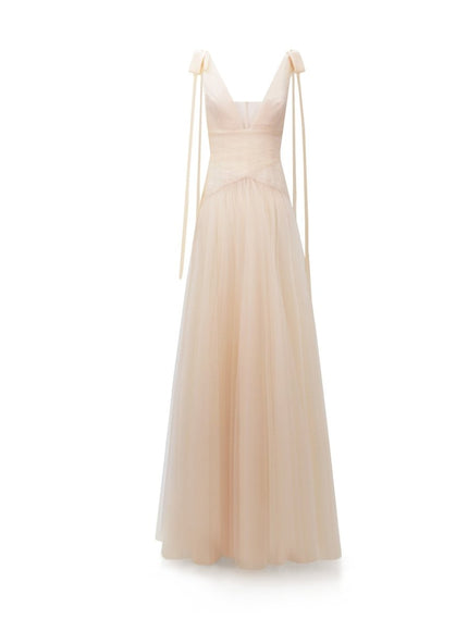 Gemy Maalouf Bow-Shoulder Tulle Gown