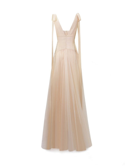 Gemy Maalouf Bow-Shoulder Tulle Gown