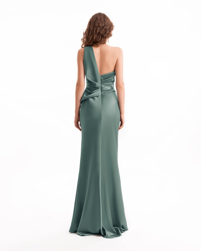 Gemy Maalouf One-Shoulder Satin Gown No. 2118