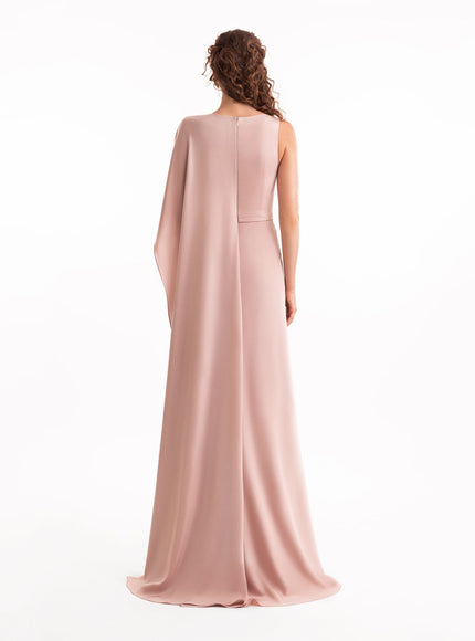 Gemy Maalouf Asymmetrical Satin Cape Gown
