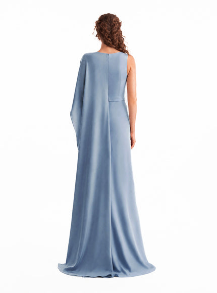 Gemy Maalouf Asymmetrical Satin Cape Gown